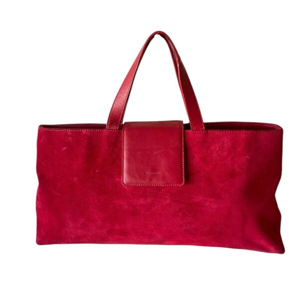 Burberry Handbags - Burberry London Elegant Red Suede Tote Bag